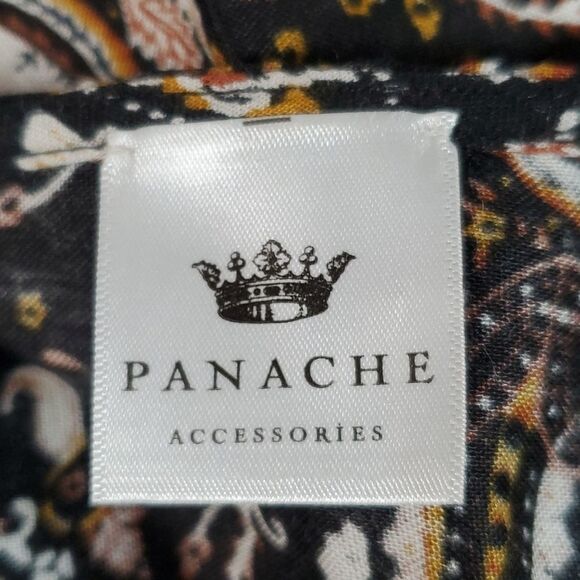 Panache Dixie Kimono Paisley Printed Black & Mustard Fringe on Edges OSFA - Picture 10 of 10